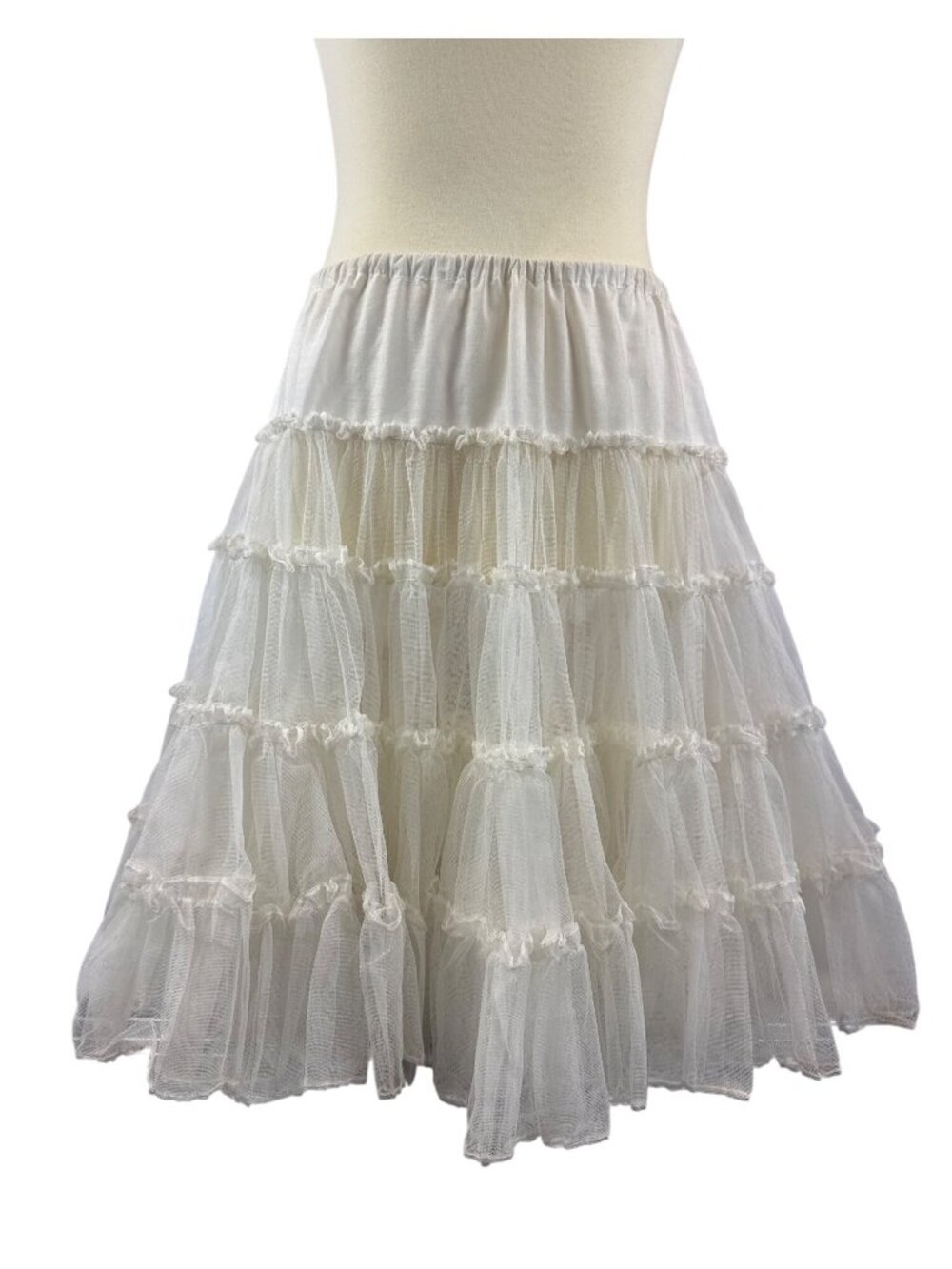 Vintage Tiered White Tulle Petticoat Skirt Fashion Magic By Genie One Size